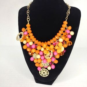 Pink and orange beaded necklace